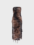 Ripped Fringe Slit Tube Tie Dye Sleeveless Maxi Dress