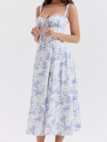 Square Neck Floral Gallus Maxi Dress